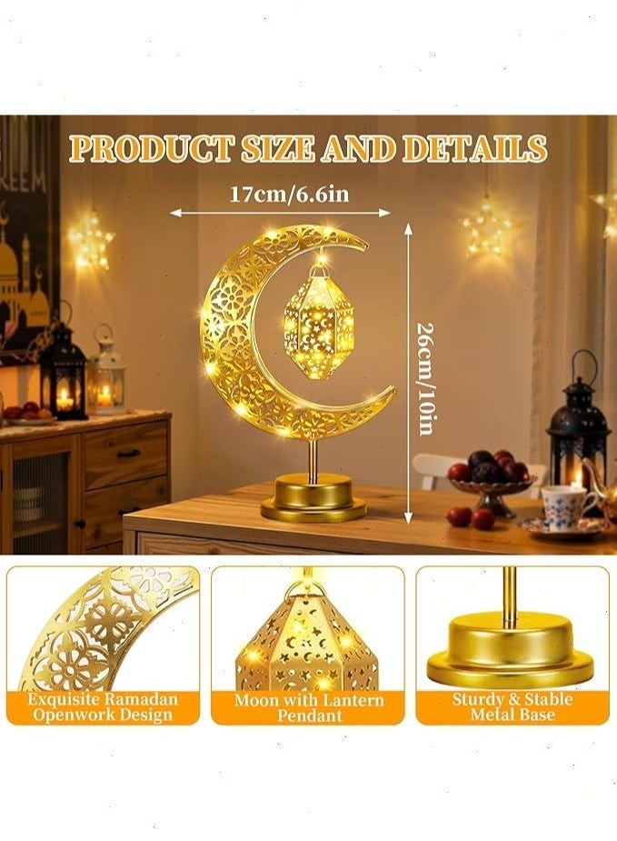 أضواء رمضان ، ليد القمر الجدول مصباح ، بطارية تعمل بالطاقة الإسلامية فانوس مصباح لغرفة الصلاة وطاولة الطعام - Image 2